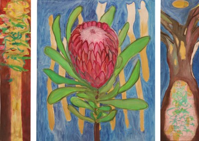 Chalice Tree 39, 41, 2013. Acrylic on canvas, triptych 50 x 70 inches.