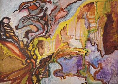 Yellow House, 1974. Acrylic, 33.5 x 43.5 inches.