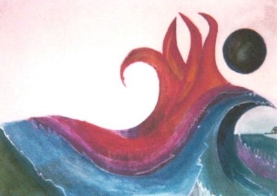 Wave with Fire, 1977. Acrylic on canvas.