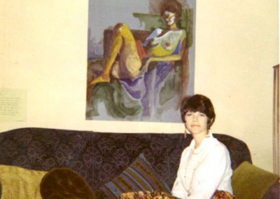 painting above with model on couch