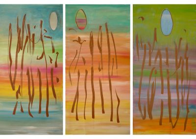 Pebble 48-50, Acrylic, 36 x 18 in (triptych)