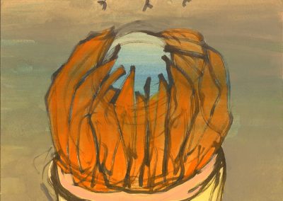 Earth In Peril 14, Gouache / Acrylic, 10 x 7 in