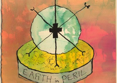Earth In Peril 17, Gouache / Ink, 11 x 12.5 in